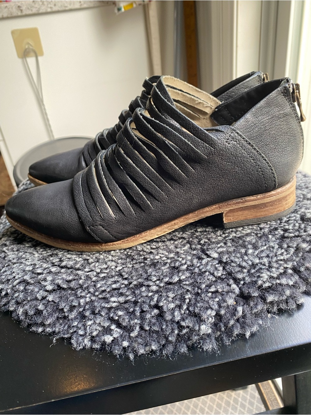 Free People Black Leather Strappy Ankle Booties